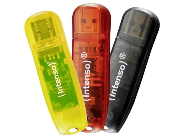 Intenso Rainbow 3x32GB Yellow/Red/Black, USB Type-A, 2.0, 28 MB/s, Keps, 6 g, Transparent Transparent