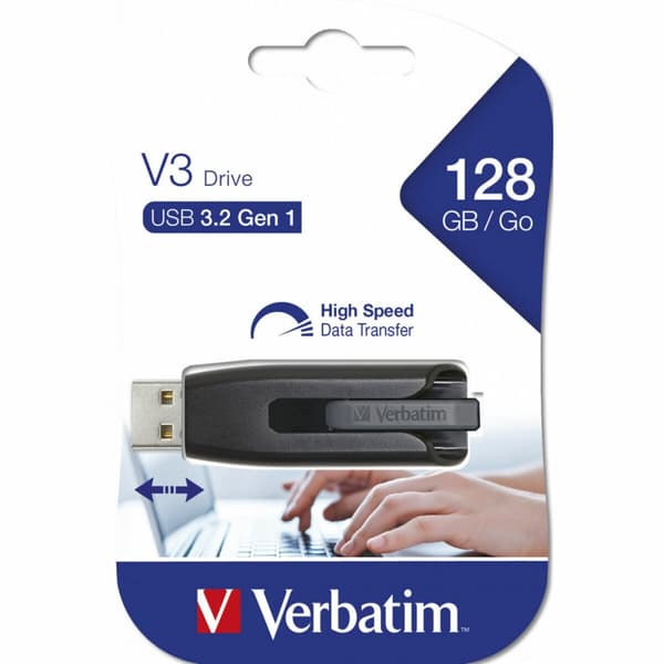 USB-minne Verbatim Svart Grå Multicolour 128 GB Svart