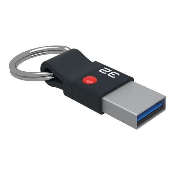 USB-nyckel - EMTEC - Nano Ring T100 - 32 GB - Svart/Silver - USB 3.0 Svart