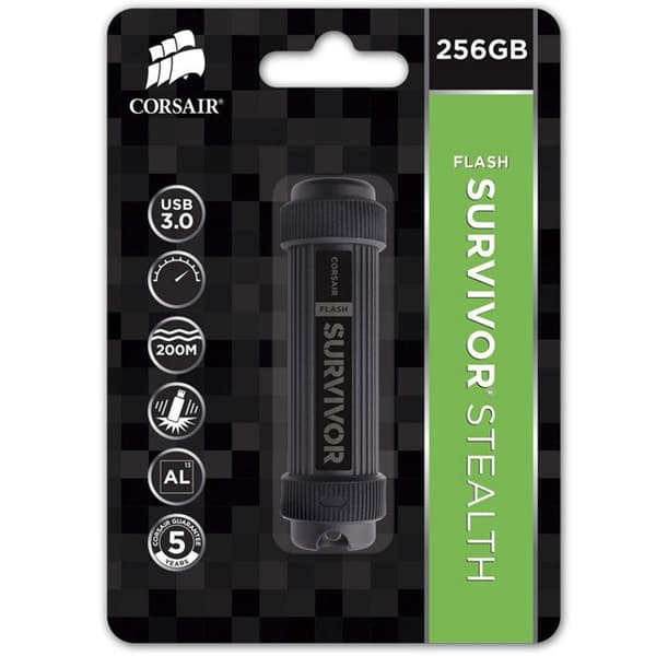 CORSAIR Survivor Stealth 256GB USB 3.0 Flash Drive Modell CMFSS3B-256GB Svart