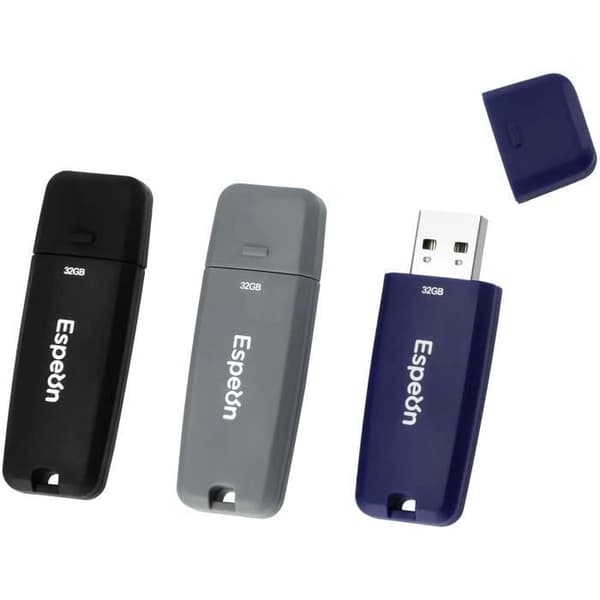 Espeon 3-pack USB Minnen, 32 GB USB 2.0 Flash Drive, PenDrive, affärsfärger: svart, grå, blå - ESP32G3PKB