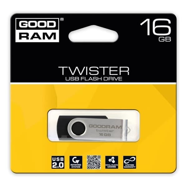 USB-minne 16GB - USB 2.0 - GoodRam Svart