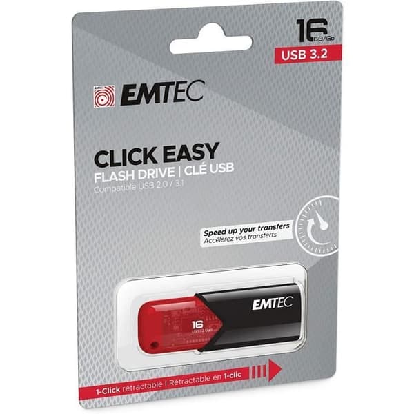 USB-nyckel - EMTEC - Click Easy B110 - 16GB - USB 3.2 - Röd