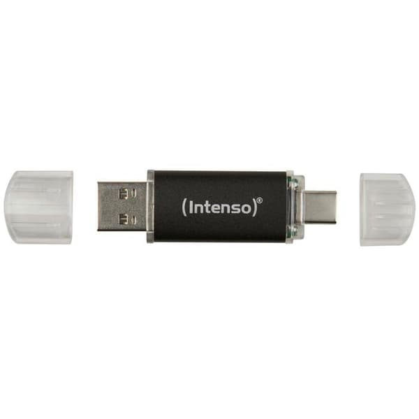 USB-nyckel - INTENSO - Twist Line - 64 GB - USB-A, USB-C™ - USB 3.1 Gen 1 - Grå