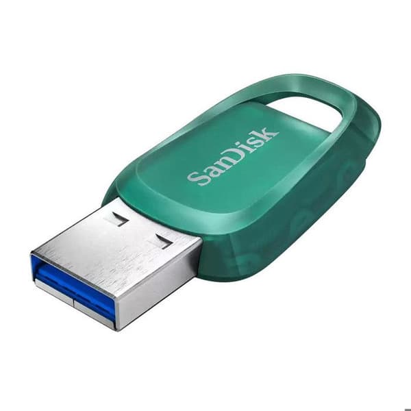 Cruzer "Ultra Eco" USB 3.2 Flash Drive, 64GB, 100MB/s, Turkossvart Grön