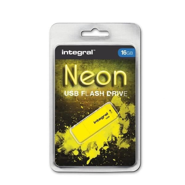 Inbyggd gul Neon USB-nyckel 16 GB