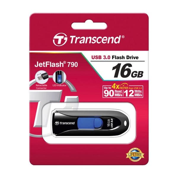 TRANSCEND JETFLASH 790 USB-nyckel - 16 GB - Svart