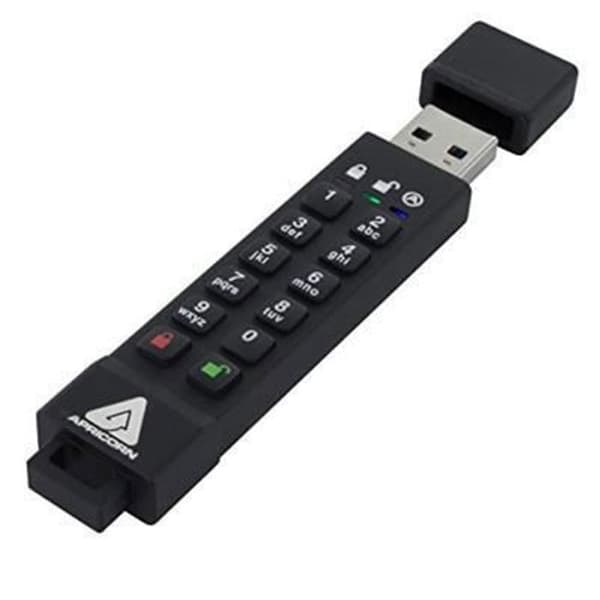 Apricorn 64 GB Aegis Secure Key 3z USB-minne - Svart - USB 3.0 - Upp till 190 MB/s - 9,5 mm x 18,4 mm x 81 mm Svart