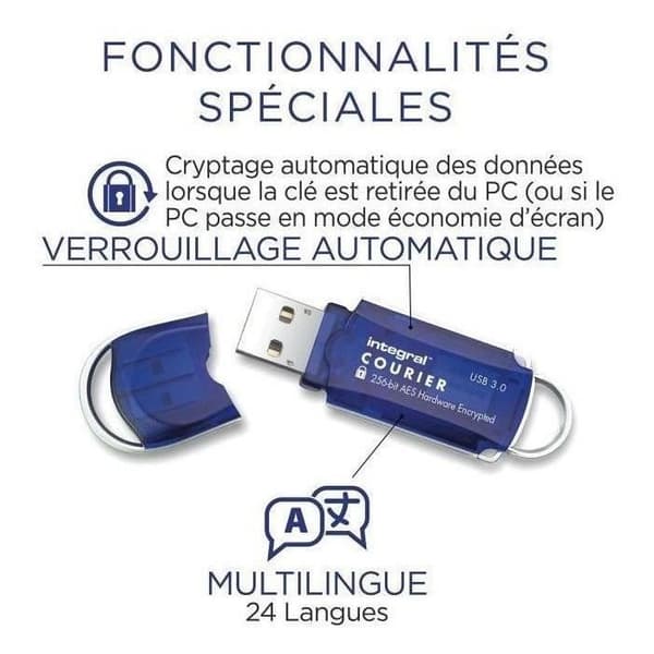 INTEGRAL Courier FIPS 197 krypterad USB-nyckel 16 GB - USB 3.0