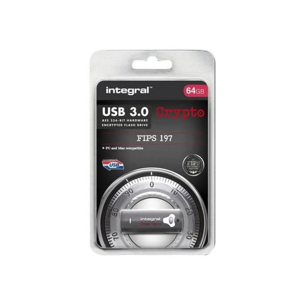 INTEGRAL Crypto USB Key - 64 GB - USB 3.0 - Läshastighet upp till 145 MB/s