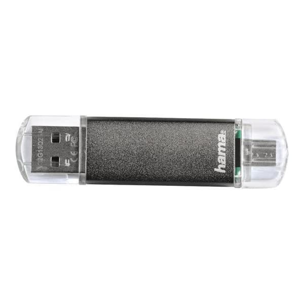 USB-nyckel - HAMA - Laeta Twin - 32 GB - USB 2.0 - Grå Grå