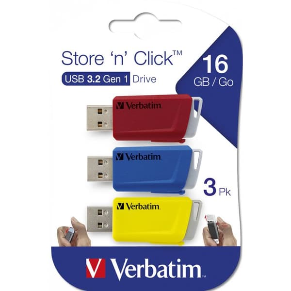 USB-nyckel - VERBATIM - Store 'n' Click - 16 GB - USB 3.2 - Läshastighet 80 MB/s