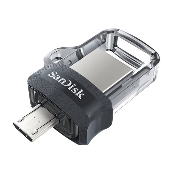 SanDisk Ultra 128GB Dual Drive m3.0 för Android-enheter och datorer (SDDD3 - 128G) Svart, Silver, Transparent