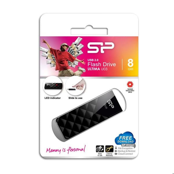 USB-nyckel - SILICON POWER - Ultima U03 - 8 GB - USB 2.0 - Svart