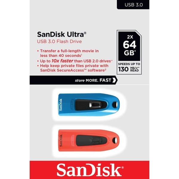 USB-nyckel - SANDISK - SDCZ48-064G-G46BR2 - 64 GB - USB 3.0 - Läshastighet 130 MB/s