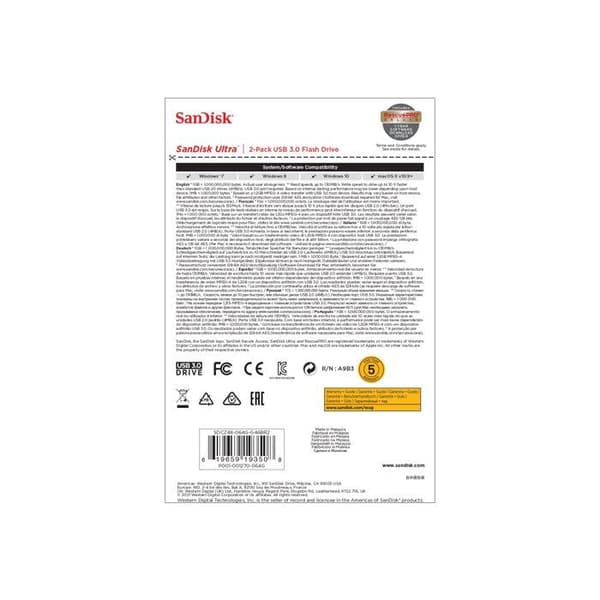 USB-nyckel - SANDISK - SDCZ48-064G-G46BR2 - 64 GB - USB 3.0 - Läshastighet 130 MB/s Blå, Röd