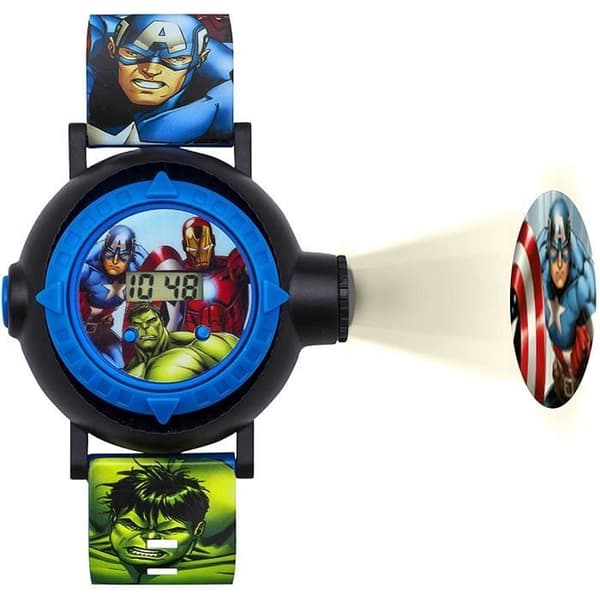 Avengers Kids Digital Watch med Multicolor Dial Digital Screen och blå PU-rem AVG3536