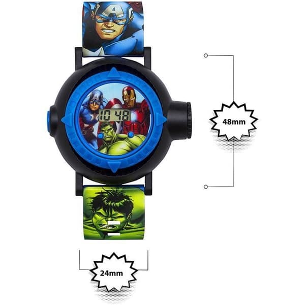 Avengers Kids Digital Watch med Multicolor Dial Digital Screen och blå PU-rem AVG3536