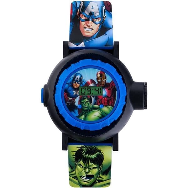 Avengers Kids Digital Watch med Multicolor Dial Digital Screen och blå PU-rem AVG3536