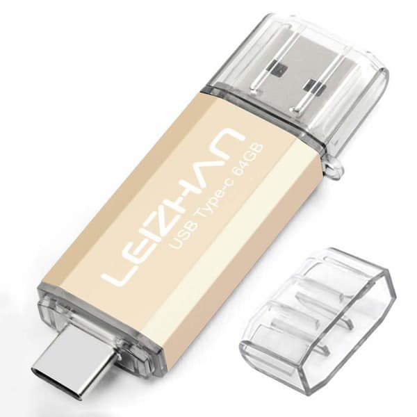 Leizhan USB Stick Type C 64 GB, Flash Drive USB 3.0 OTG för Huawei Samsung Android Smartphone Typ C-Gold