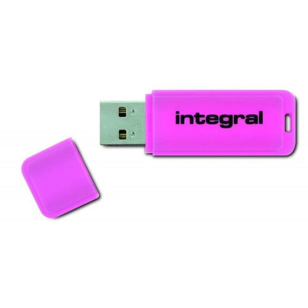 INTEGRAL NEON PINK 128 GB USB-nyckel - USB 2.0 - Lagringskapacitet 128 GB - Rosa färg Rosa