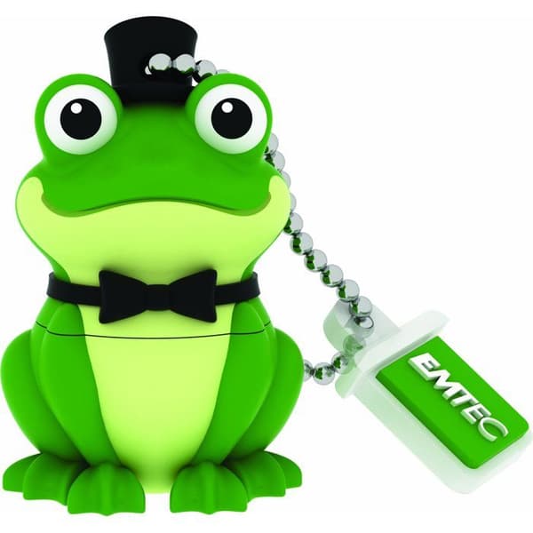 Emtec ECMMD16GM339 Cle USB 2.0 Serie Licens Samling Djur 16 Go Crooner Groda Figur Mati ere Gummi Mjuk Svart, Grön