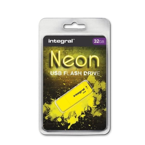 Inbyggd Neon USB-nyckel 32GB Gul