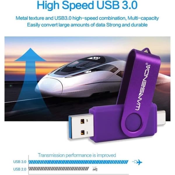 USB-minne - GENERISK - Wansenda - 512 Go - USB 3.0 - Typ C - Lila