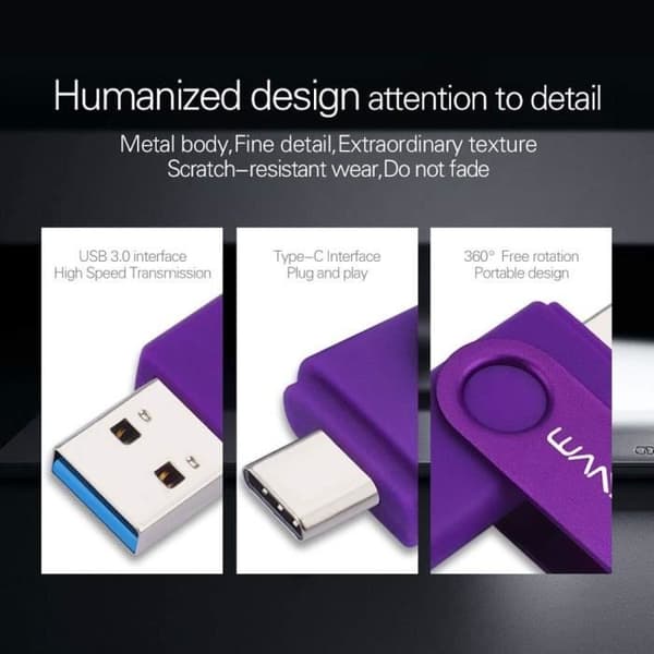 USB-minne - GENERISK - Wansenda - 512 Go - USB 3.0 - Typ C - Lila