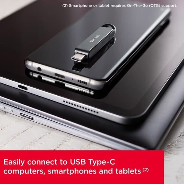 USB-minne - SanDisk - Ultra USB Typ C - 256 Go - USB 3.0 - Svart