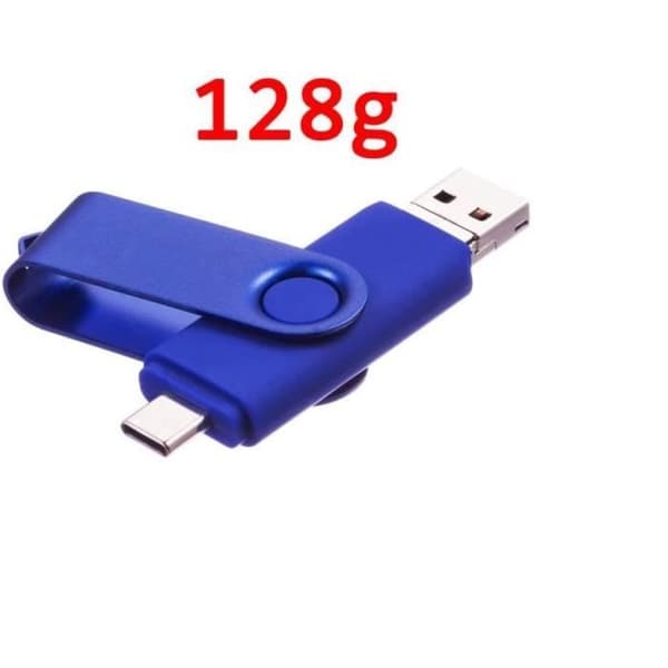 USB-minne - RADINS® - Duo Blå - 128 Go - USB 2.0 - OTG - Micro USB