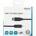 Miniatyrbild 2 av 2: USB-kabel - DELTACO - USBC-1006M - 2 m - USB 2.0 - USB A - Svart