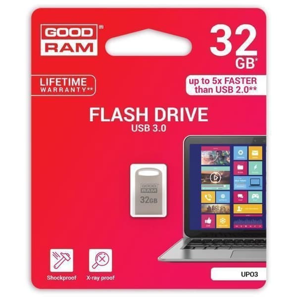 Goodram 32 GB USB 3.0, 32 GB, 3.0 (3.1 Gen 1), USB Type-A-kontakt, 60 MB-s, Övrigt, Silver