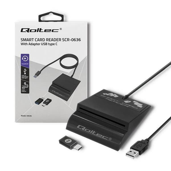 Qoltec Smart ID SCR-0636 USB typ C kortläsare - 50636