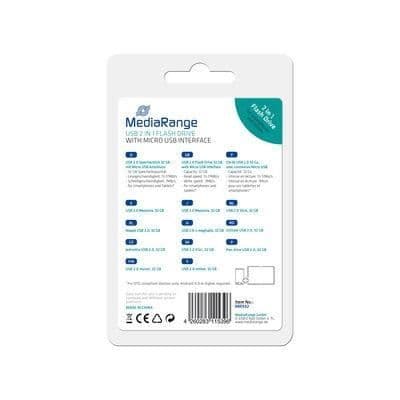 USB-minne - MEDIARANGE - MR918 - 128 GB - USB 3.0 - Läshastighet 80 MB/s Svart, Silver
