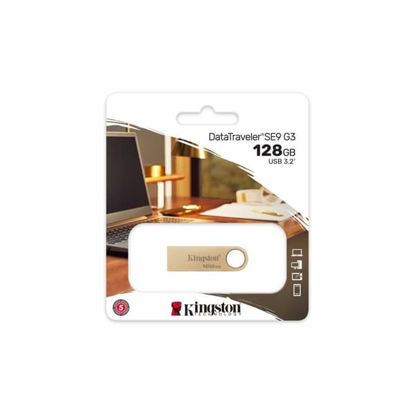 USB-minne Kingston DataTraveler SE9 G3 USB 3.2 128 GB Gyllene