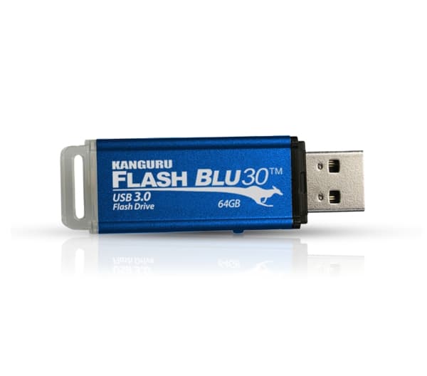 Kanguru FlashBlu30 USB 3.0 with Write Protect Switch - USB flash-enhet - 64 GB - USB 3.0 Blå