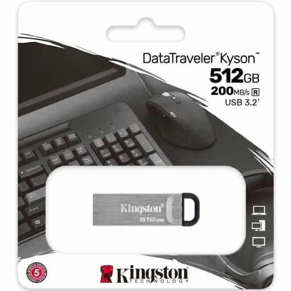 USB-tikku Kingston DataTraveler Kyson 512 GB Hopeinen