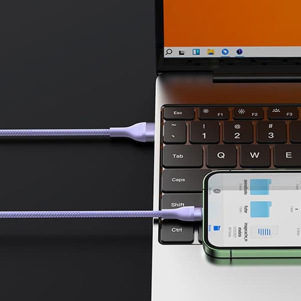 Data cable 3 i 1, USB, 66 W, 1,2 m - Baseus Flash Series 2 (CASS040005) - Lila