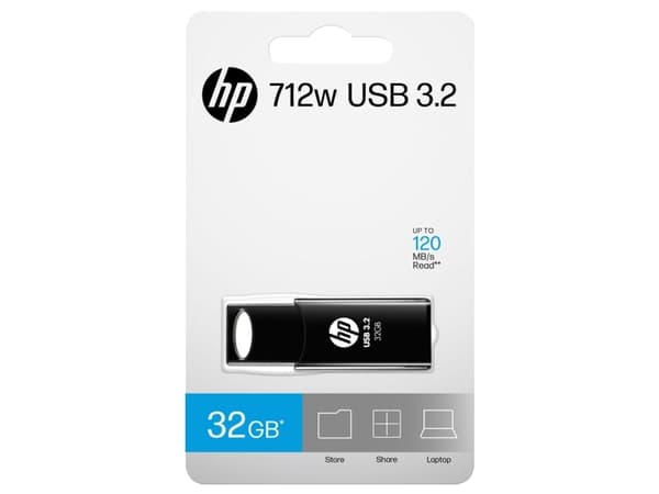 HP 32GB 712w Black USB 3.2 Flash Drive - 32 GB (HPFD712B-A-32)