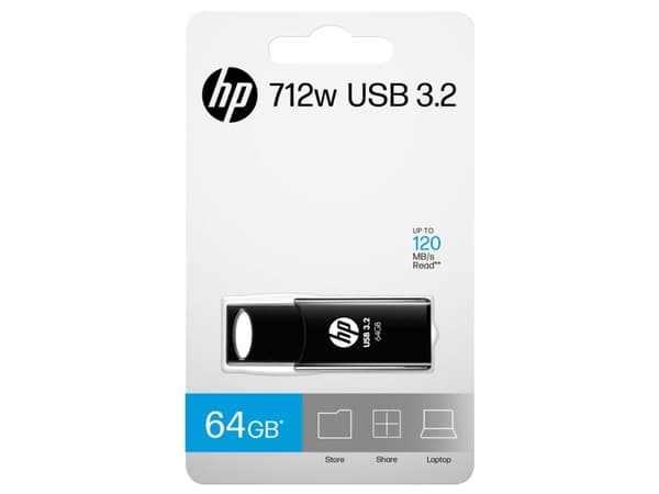 HP 64GB 712w Black USB 3.2 Flash Drive - 64 GB (HPFD712B-A-64)