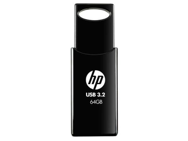 HP 712w, 64 GB, USB Type-A, 3.2 Gen 1 (3.1 Gen 1), 120 MB/s, Glide, Sort Svart