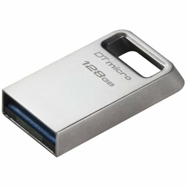 USB-tikku Kingston Micro 128 GB Musta Hopeinen
