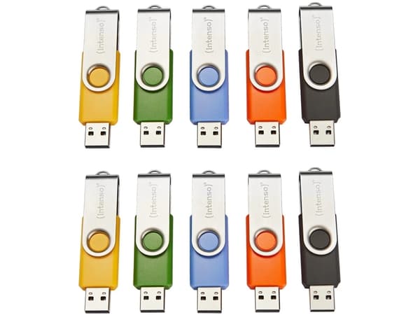 Intenso Basic Line, 16 GB, USB Type-A, 2.0, Swivel, 13 g, Black, Blue, Green, Orange, Yellow