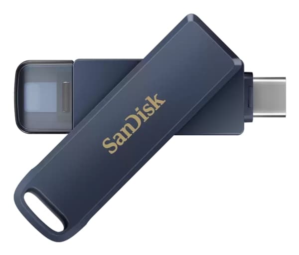 SanDisk iXpand, 256 GB, USB Type-C / Lightning, 3.2 Gen 1 (3.1 Gen 1), 90 MB/s, Swivel, Blue