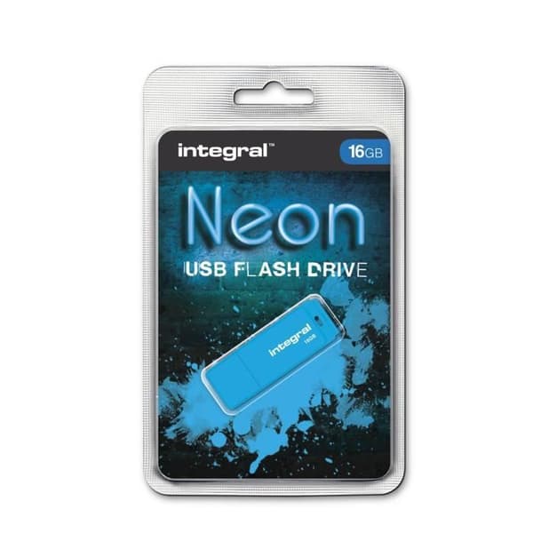 Inbyggd USB Neon 16GB Blå