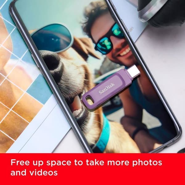 USB-nyckel - SANDISK - Ultra Dual Drive Go USB-C Lavender 64GB - USB-C kompatibel - 64GB lagringskapacitet