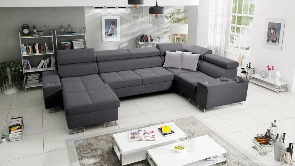 MORENA IV MAXI BÄDDSOFFA VÄNSTER 360 MÖRKGRÅ