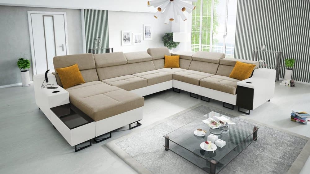 ALICANTE VIII U-BÄDDSOFFA 361 VÄNSTER VIT / BEIGE