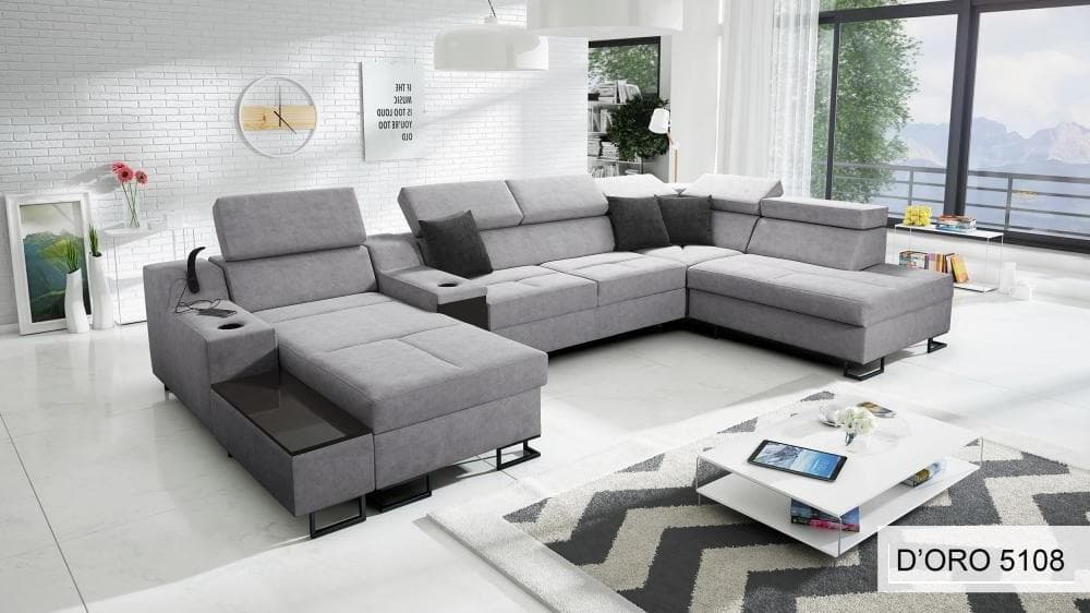 ALICANTE V U-BÄDDSOFFA 375 VÄNSTER GRÅ II